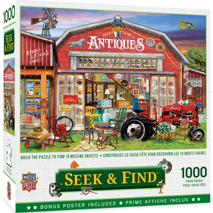 Masterpieces Puzzle Seek & Find Antiques for Sale Puzzle 1000 Pieces